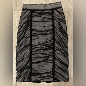 D&G Dolce & Gabbana Vintage White with Black Overlay Gathered Skirt Size 42